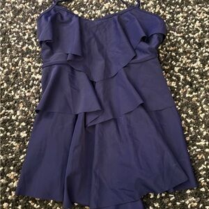 Elegant Navy Blue Ruffled Dress suit